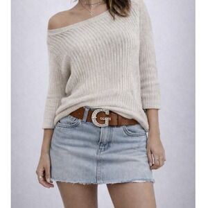 Talbots Womens Beige Linen Blend Metallic Knit Sweater Top Size‎ XS y2k